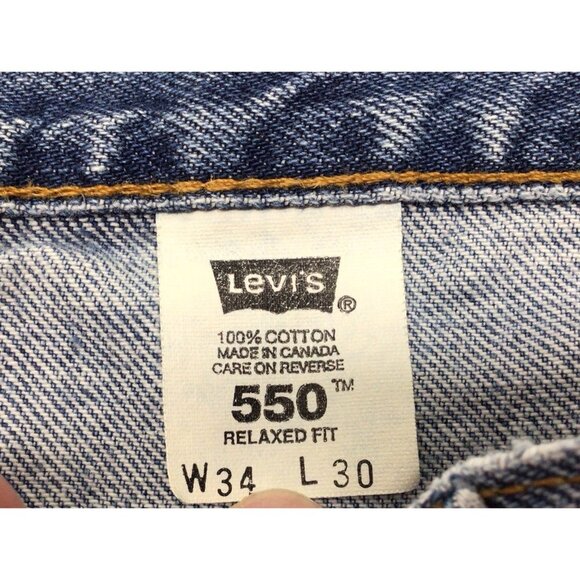 VTG Levi's 550 Jeans Mens 34 X 29.5 Blue Relaxed Fit Straight Leg Y2K DISTRESS - Picture 7 of 10